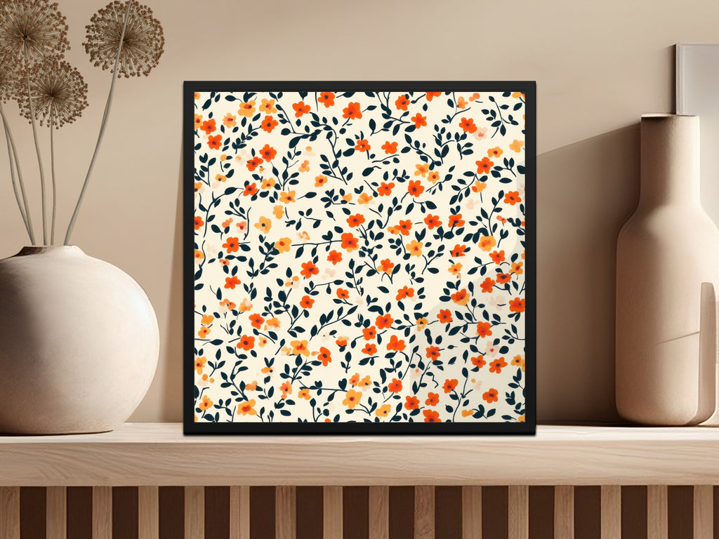Vibrant Floral Pattern Framed Art Print for Home Decor