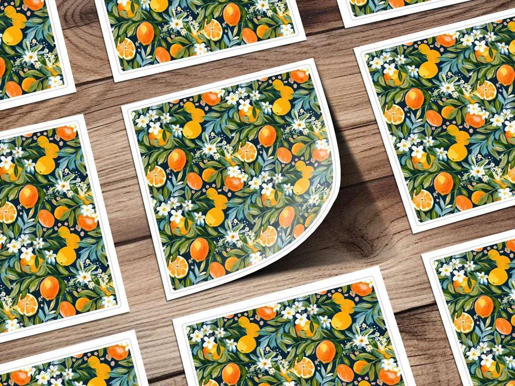 Orange Floral Digital Paper, Citrus Seamless Pattern, Commercial Use, JPEG Files, Trendy Design, Floral Design, Digital Download - Moore and Mountain