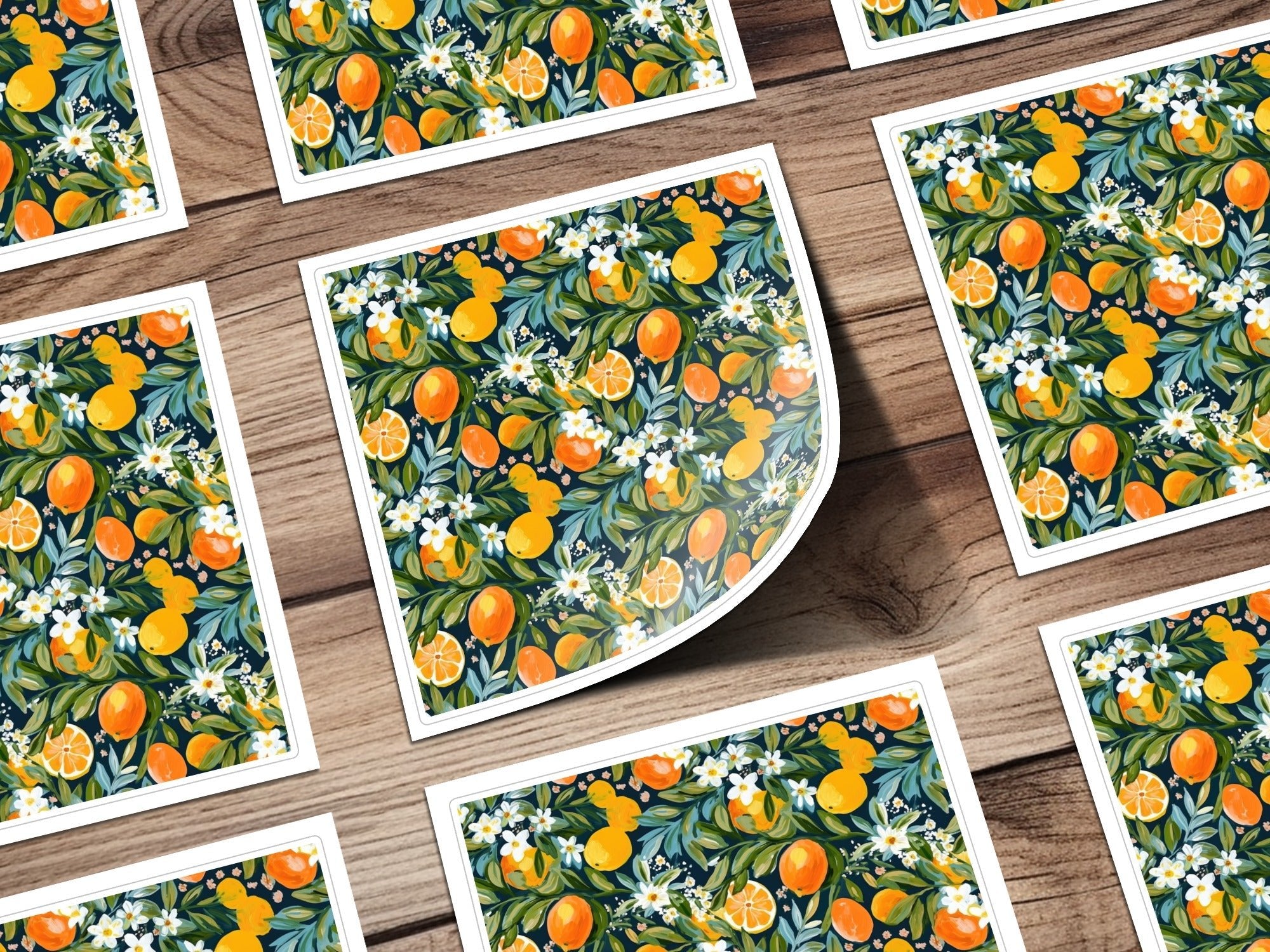 Orange Floral Digital Paper, Citrus Seamless Pattern, Commercial Use, JPEG Files, Trendy Design, Floral Design, Digital Download - Moore and Mountain