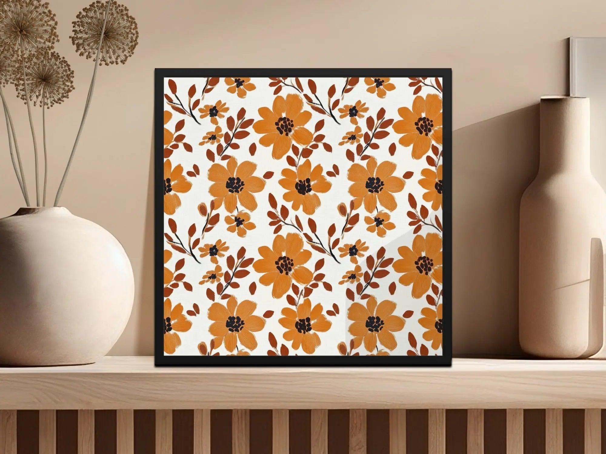 Orange Floral Digital Paper, Flower Pattern Download, Seamless Texture, Autumn Design, Fabric Print, Scrapbook Paper, Fall Print, Digital - Moore and Mountain