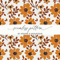 Orange Floral Digital Paper, Flower Pattern Download, Seamless Texture, Autumn Design, Fabric Print, Scrapbook Paper, Fall Print, Digital - Moore and Mountain