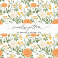 Orange Floral Digital Paper, Watercolor Flower Pattern, Peonies Roses Print, Spring Flowers Digital Download, Scrapbooking Paper - Moore and Mountain