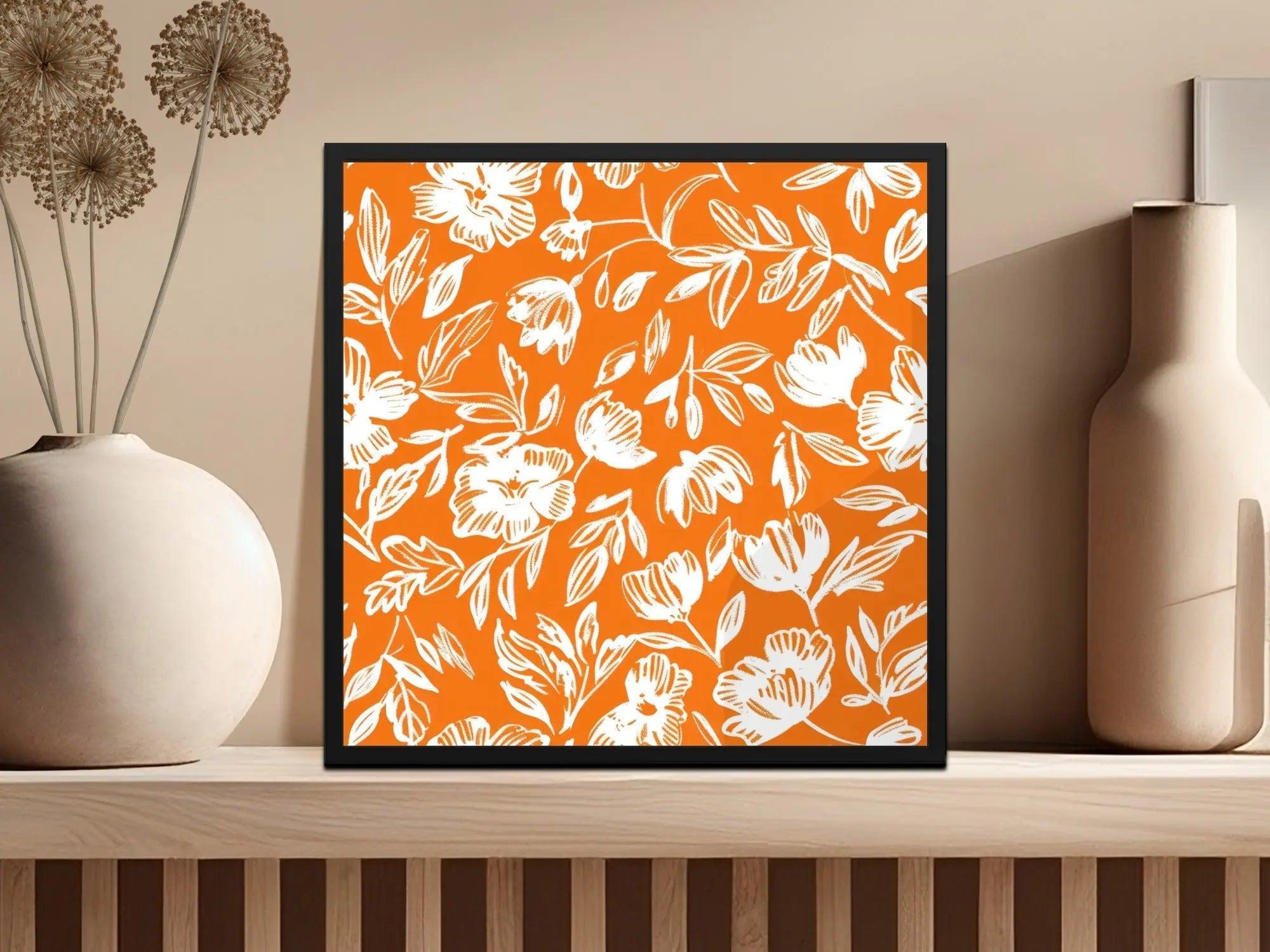Orange Floral Pattern Digital Paper, Flower Seamless Pattern, Hand Drawn Flower Design, Digital Download for Fabric, Scrapbooking, Prints - Moore and Mountain