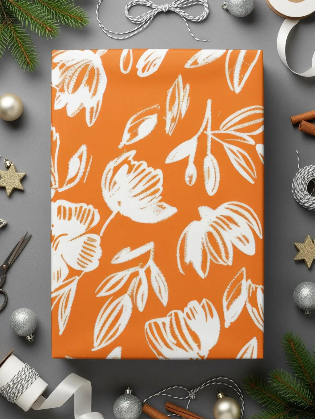 Orange Floral Pattern Digital Paper, Flower Seamless Pattern, Hand Drawn Flower Design, Digital Download for Fabric, Scrapbooking, Prints - Moore and Mountain