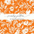 Orange Floral Pattern Digital Paper, Flower Seamless Pattern, Hand Drawn Flower Design, Digital Download for Fabric, Scrapbooking, Prints - Moore and Mountain