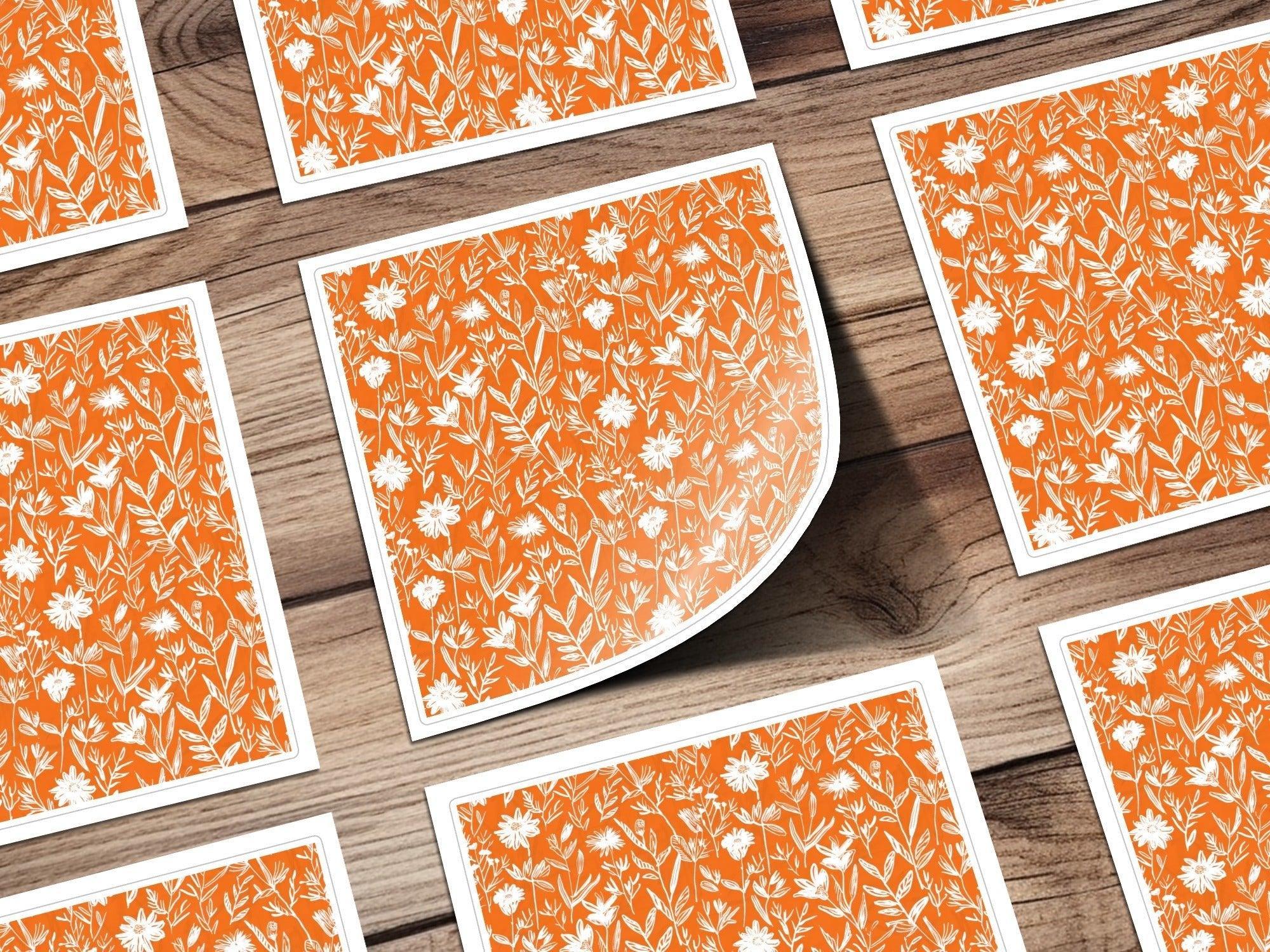 Orange Floral Seamless Pattern, Digital Paper, Flower Pattern, Repeating Design, Botanical Illustration, Spring Pattern, JPEG Files - Moore and Mountain