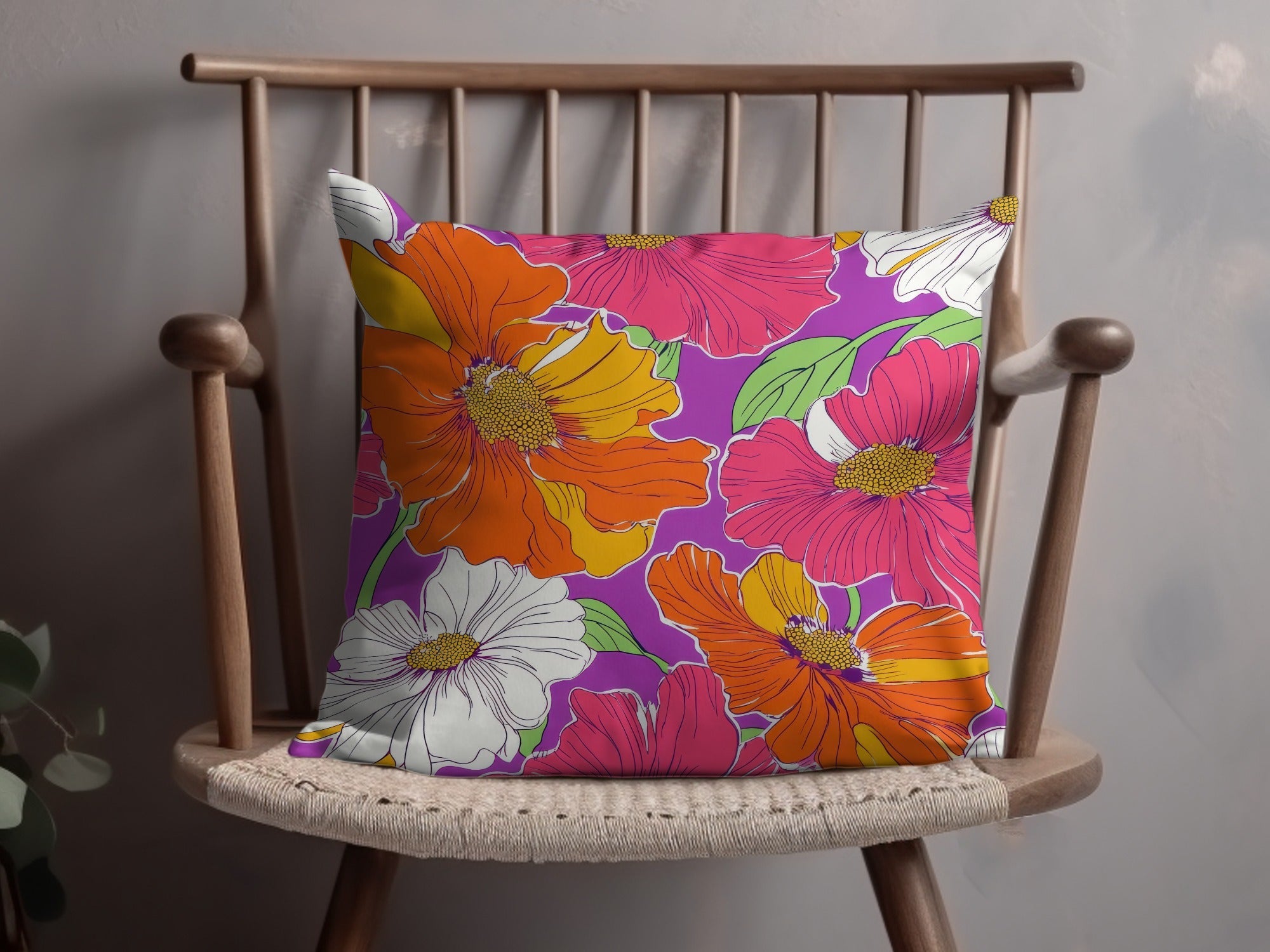Orange Preppy Digital Download, 60s floral pattern, Seamless Retro Flowers, Groovy Floral Background, Colorful Flower Clipart - Moore and Mountain