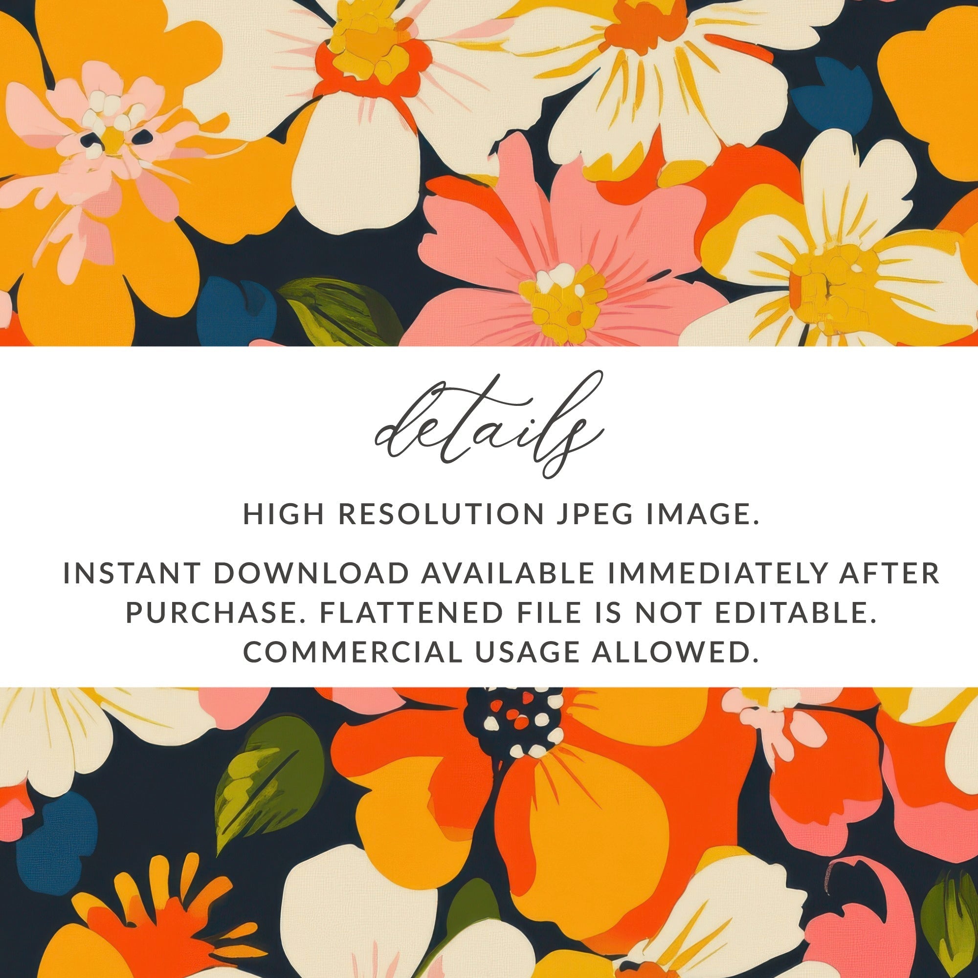 Orange Preppy Digital Paper, Groovy Floral Background, Seamless Retro Flowers, Floral Pattern, 60s Style, Trendy Print, Scrapbook Paper - Moore and Mountain