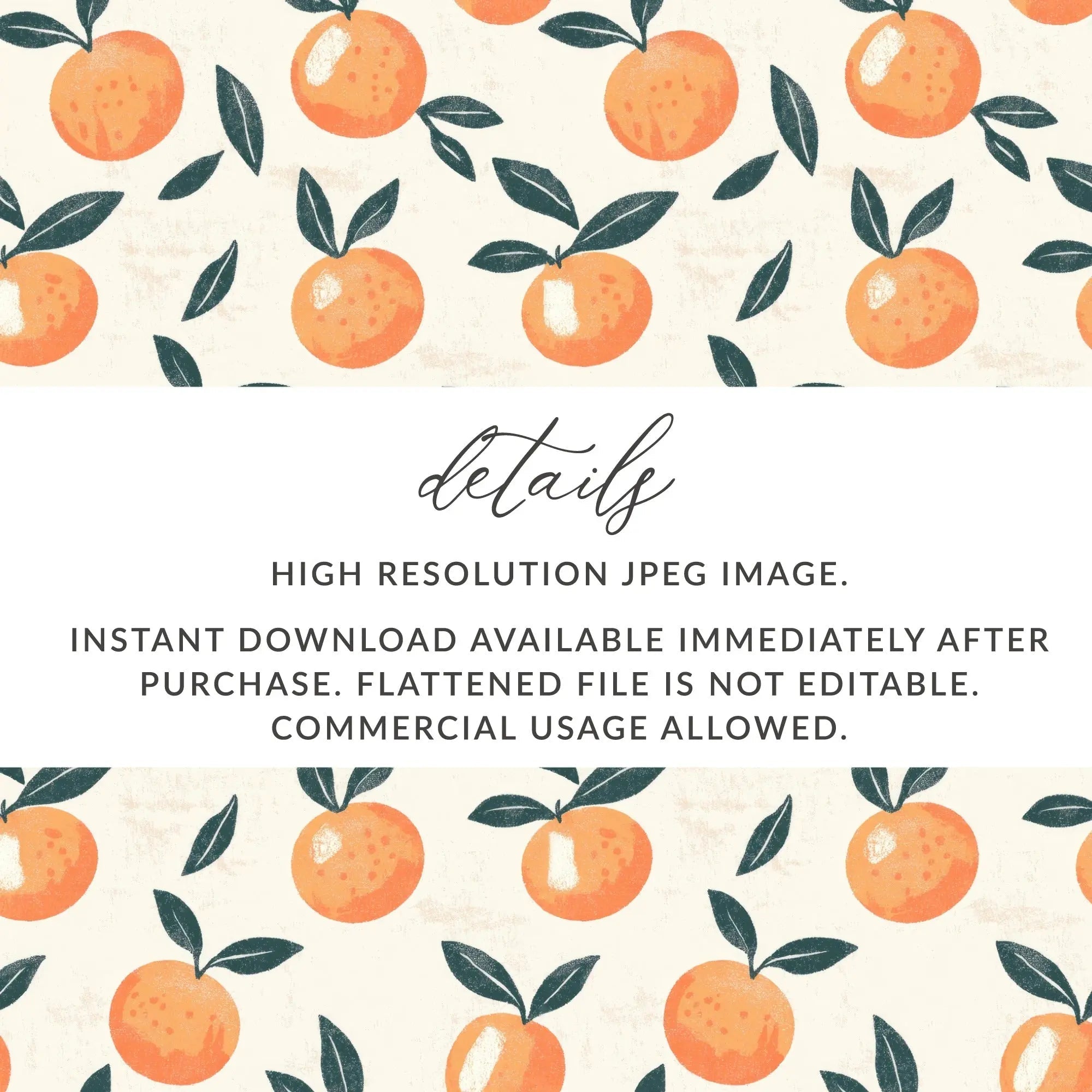Orange Seamless Pattern Digital, Fruit Repeat Design, Citrus Background, Surface Pattern Design, JPEG Files, Digital Download - Moore and Mountain