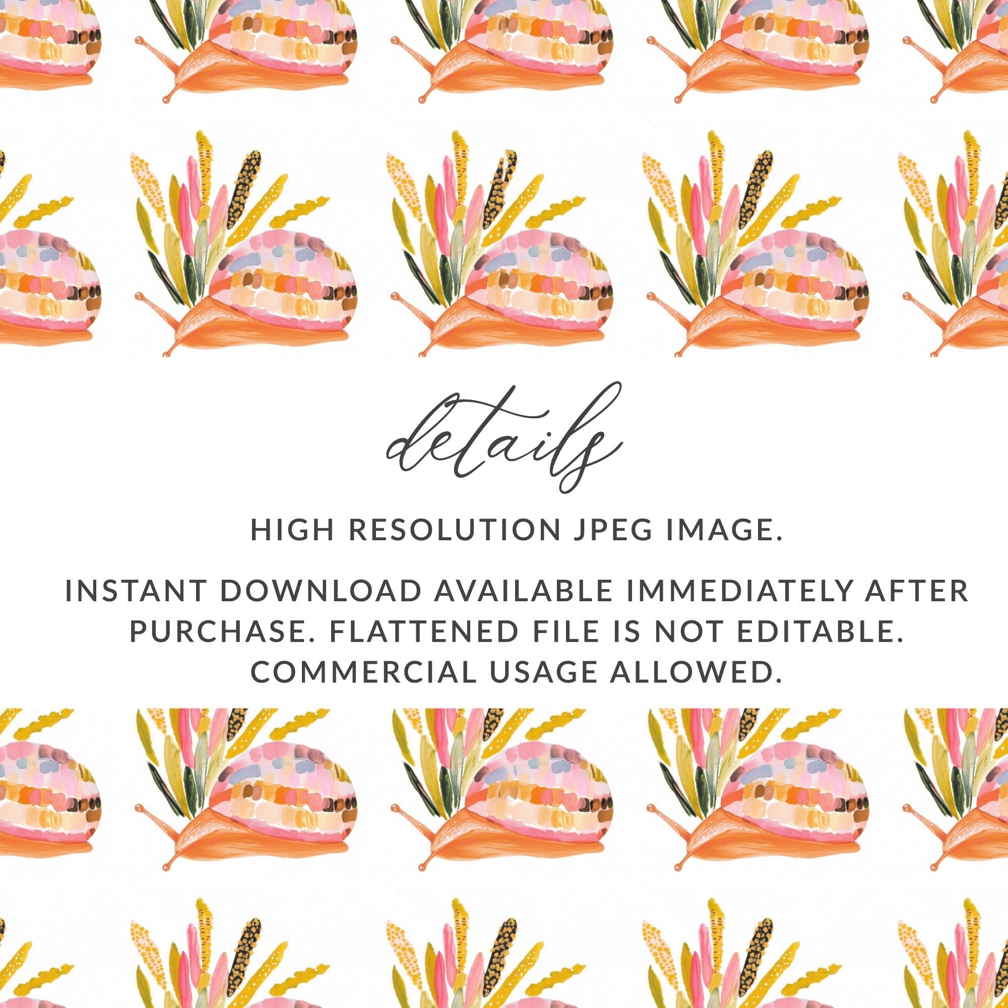 Orange Snail with Colorful Shell Pattern Digital - Moore and Mountain