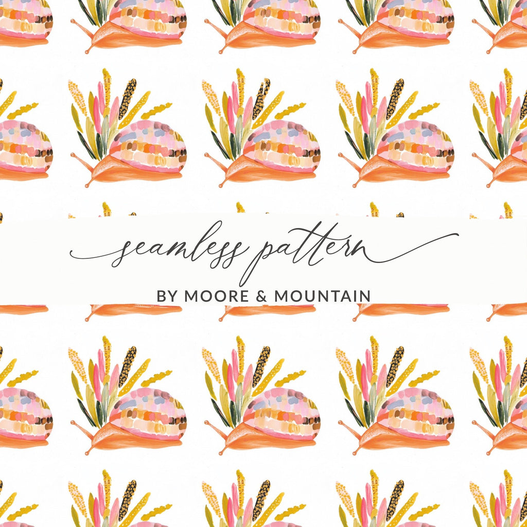 Orange Snail with Colorful Shell Pattern Digital - Moore and Mountain
