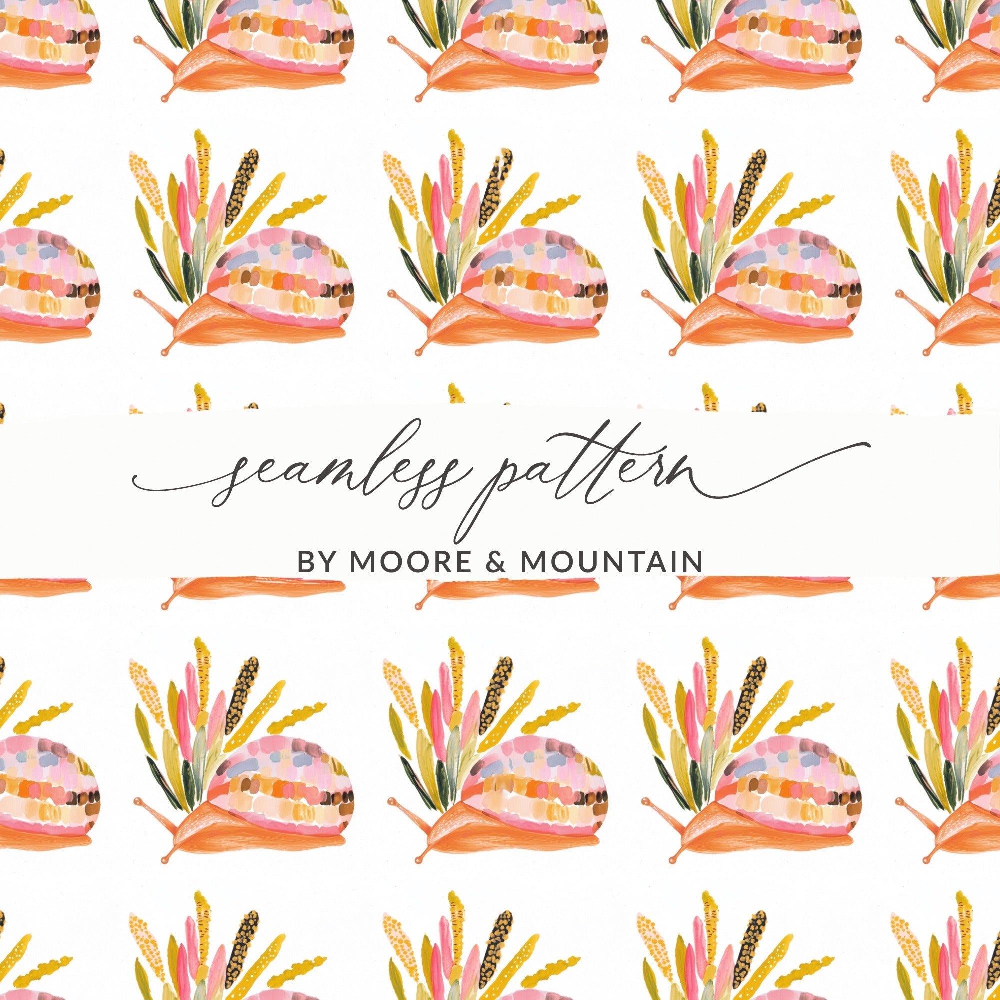 Orange Snail with Colorful Shell Pattern Digital - Moore and Mountain