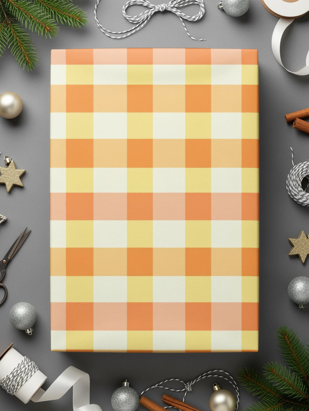 Festive Golden Plaid Wrapping Paper Gift Wrap Sheet