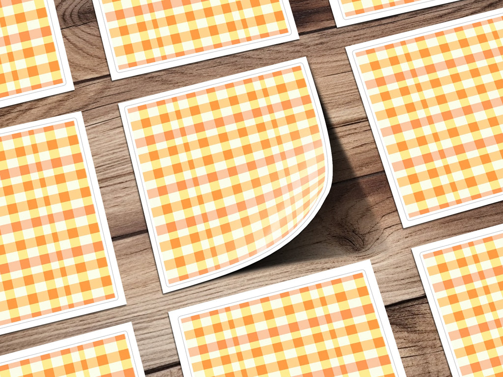 Orange and White Checkered Patterned Sticker Sheets