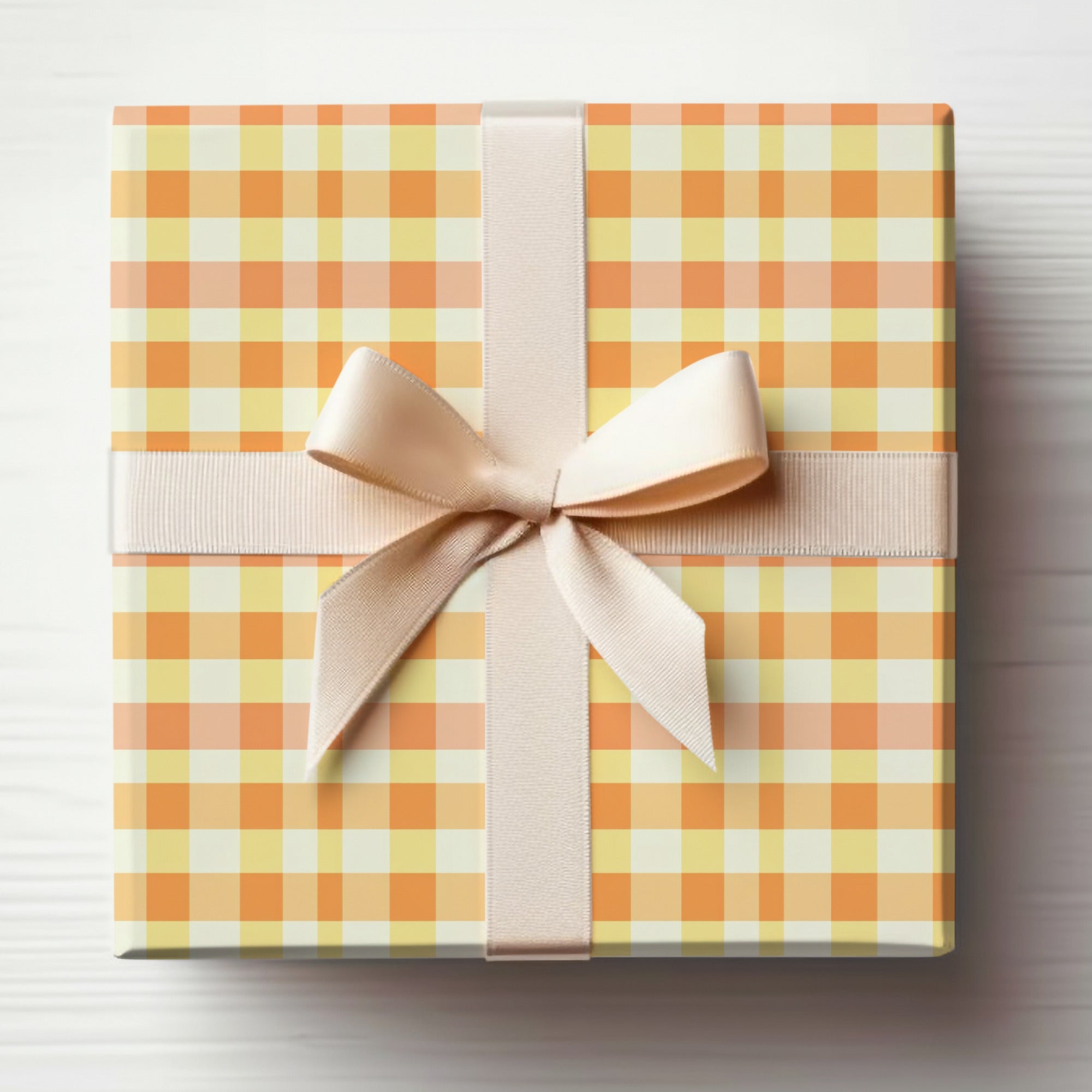 Festive Gingham Checkered Gift Box with Ribbon Pattern