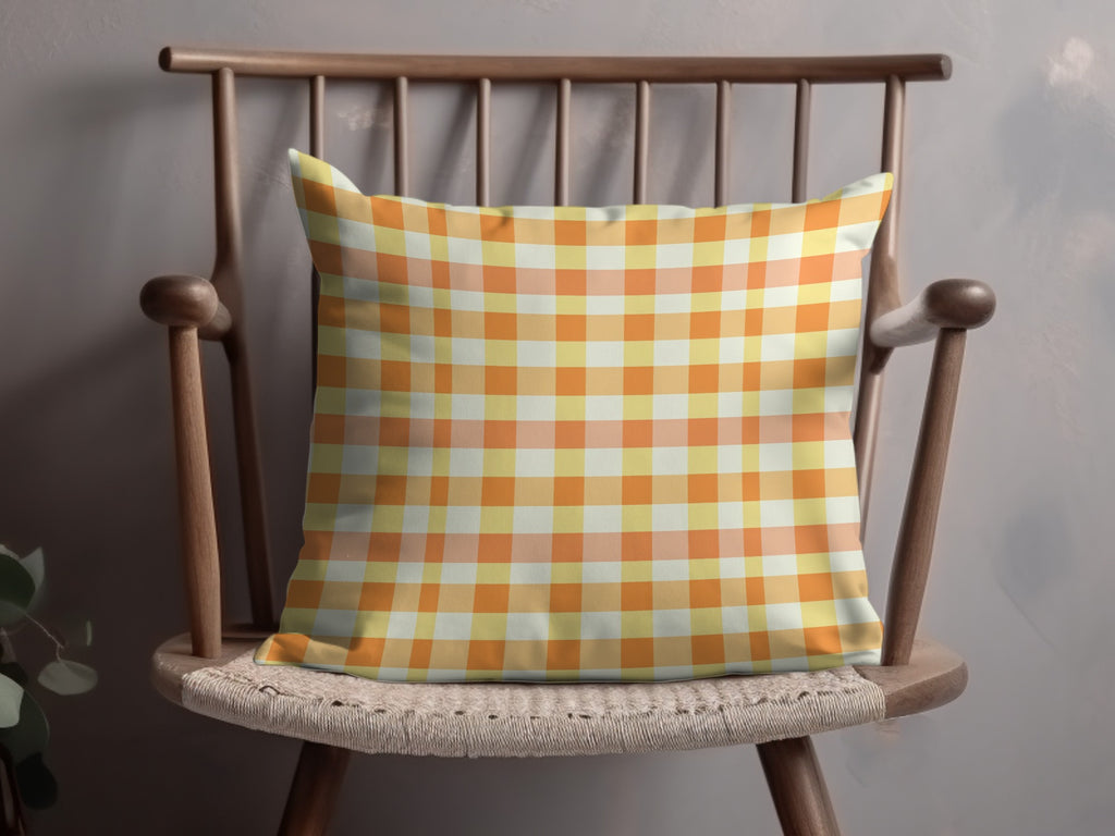 Vintage Yellow Plaid Decorative Cushion for Cozy Spaces