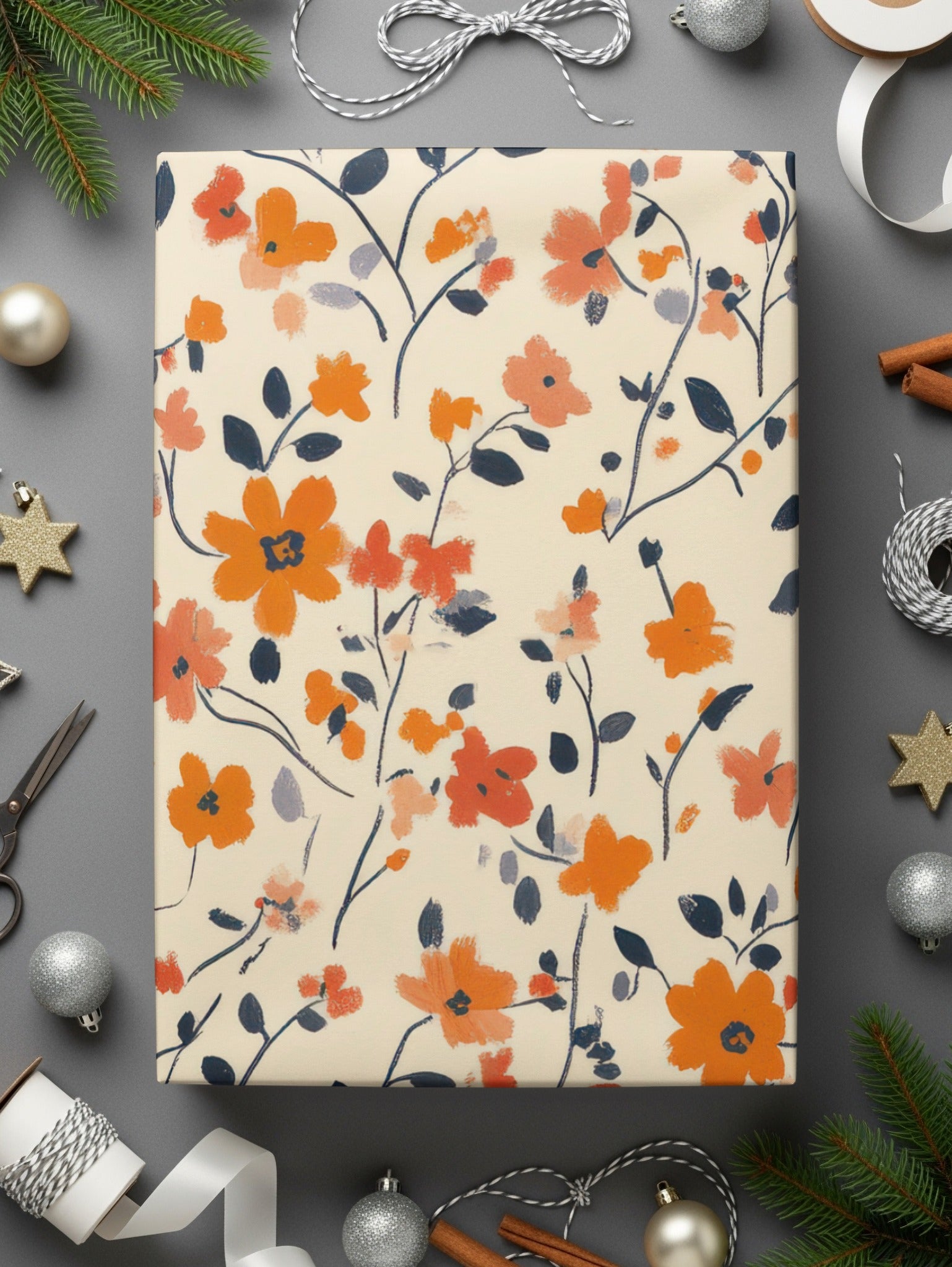 Festive Floral Design Wrapping Paper for Special Occasions