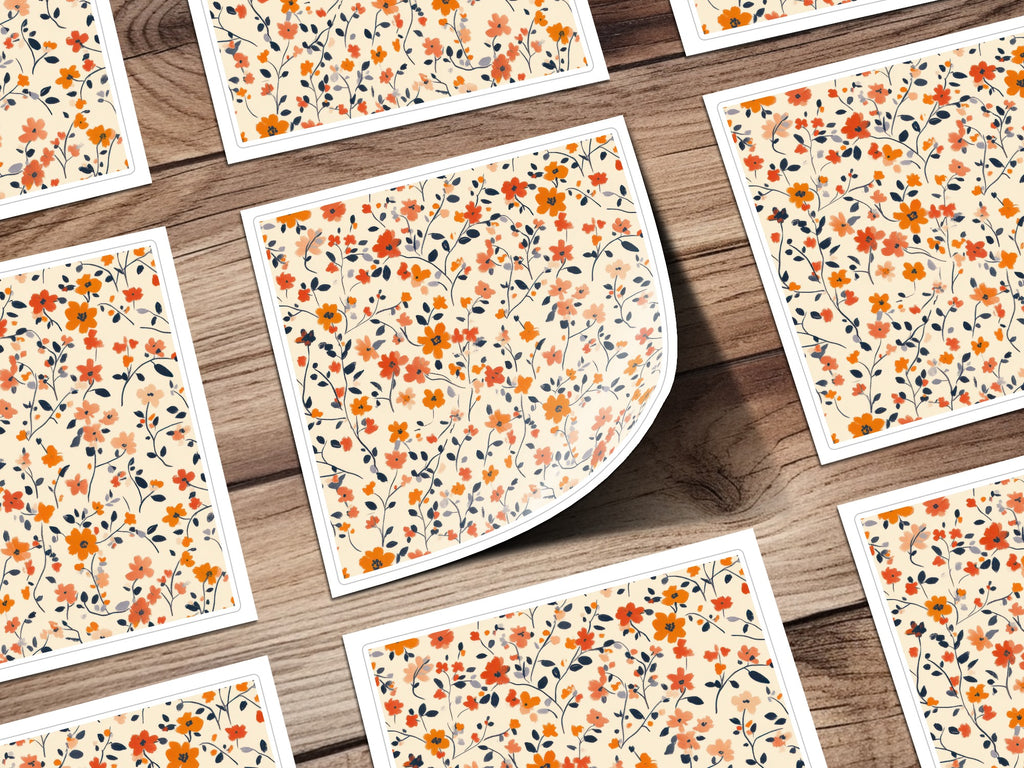 Vibrant Floral Design Sheets with Orange and Red Blossoms