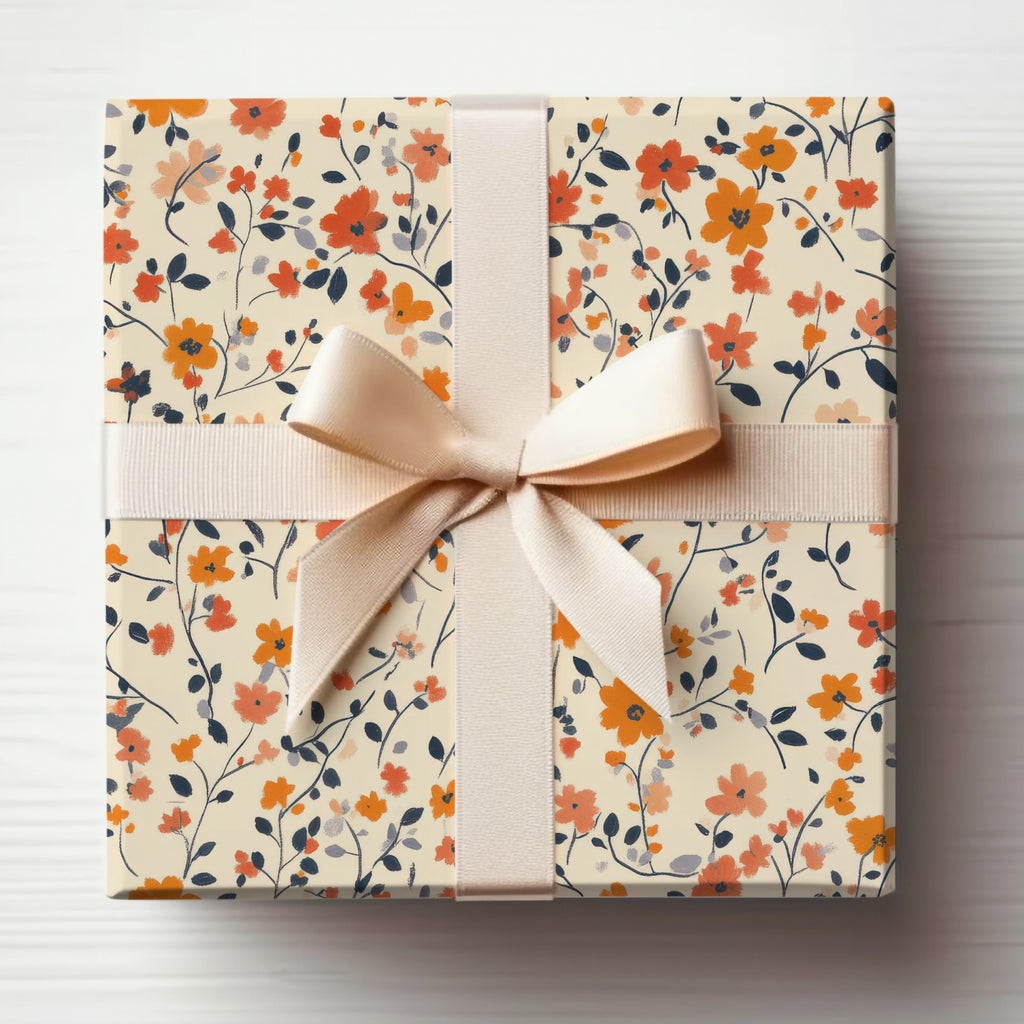 Elegant Gift Box with Orange Floral Pattern Design