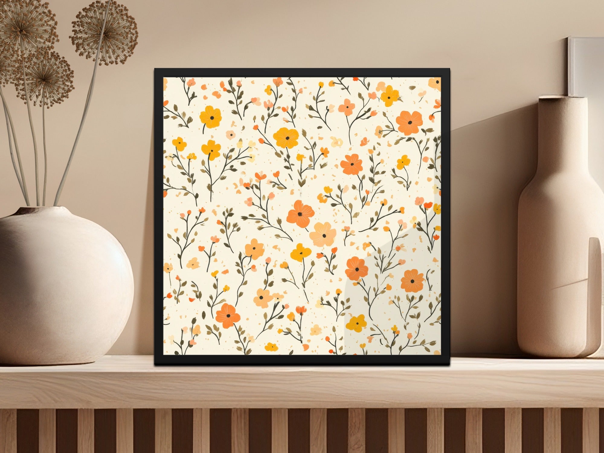 Floral Pattern Print with Botanical Artwork Decor