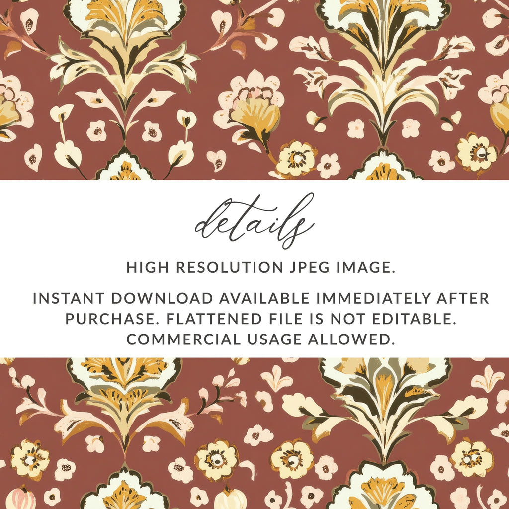 Ornamental Seamless Indian Pattern Floral Kalamkari Design - Moore and Mountain
