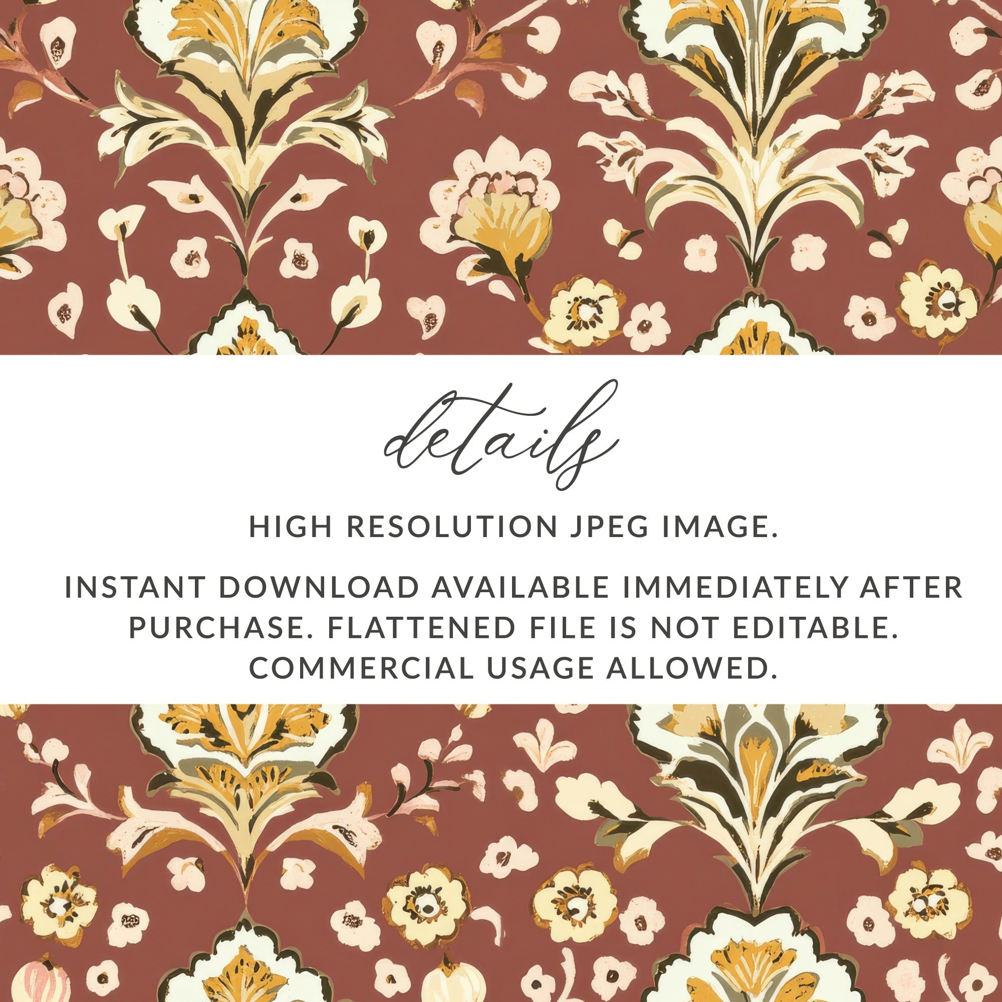 Ornamental Seamless Indian Pattern Floral Kalamkari Design - Moore and Mountain