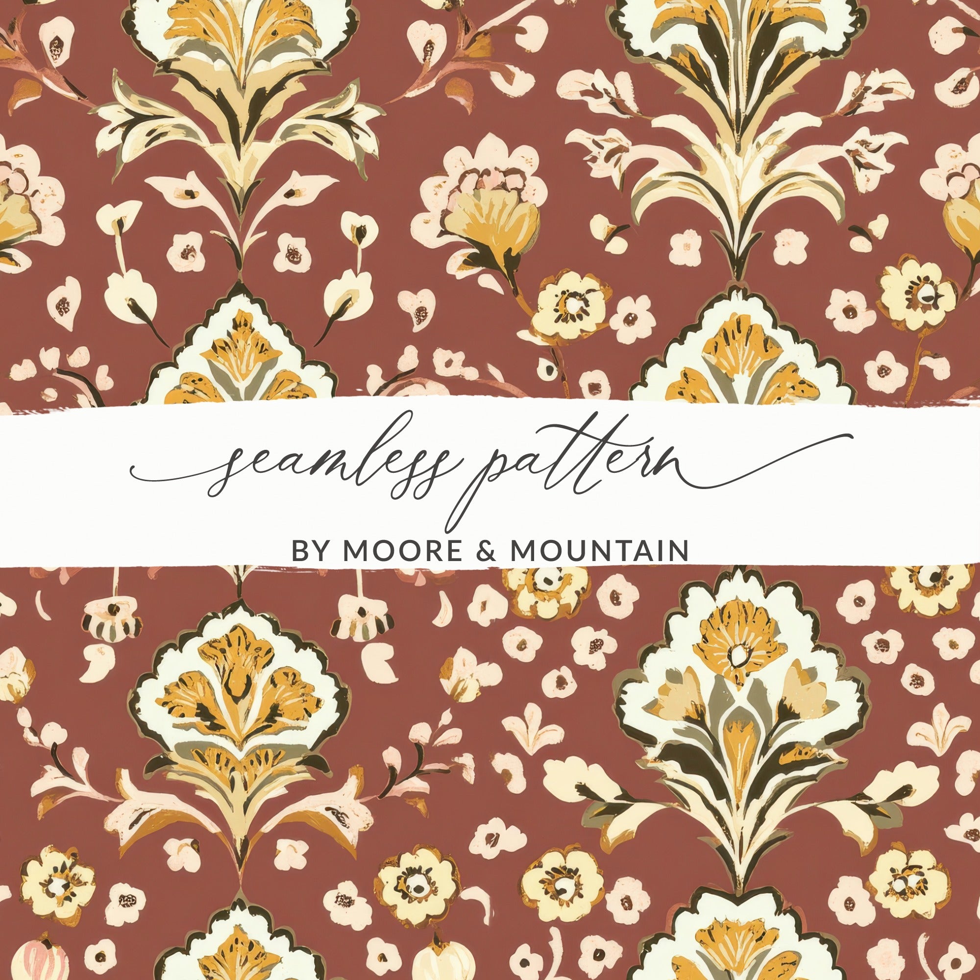 Ornamental Seamless Indian Pattern Floral Kalamkari Design - Moore and Mountain