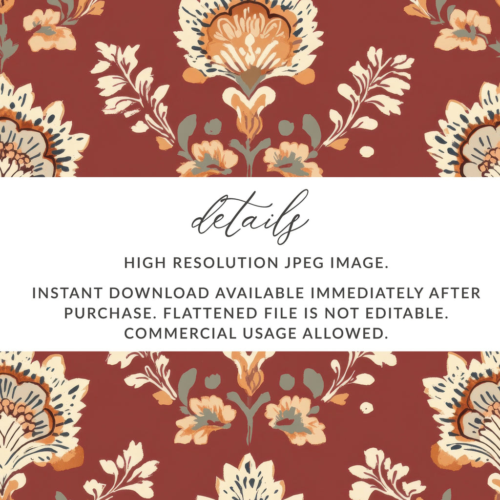 Ornate Floral Pattern Seamless Indian Pattern Seamless Maroon Pattern - Moore and Mountain