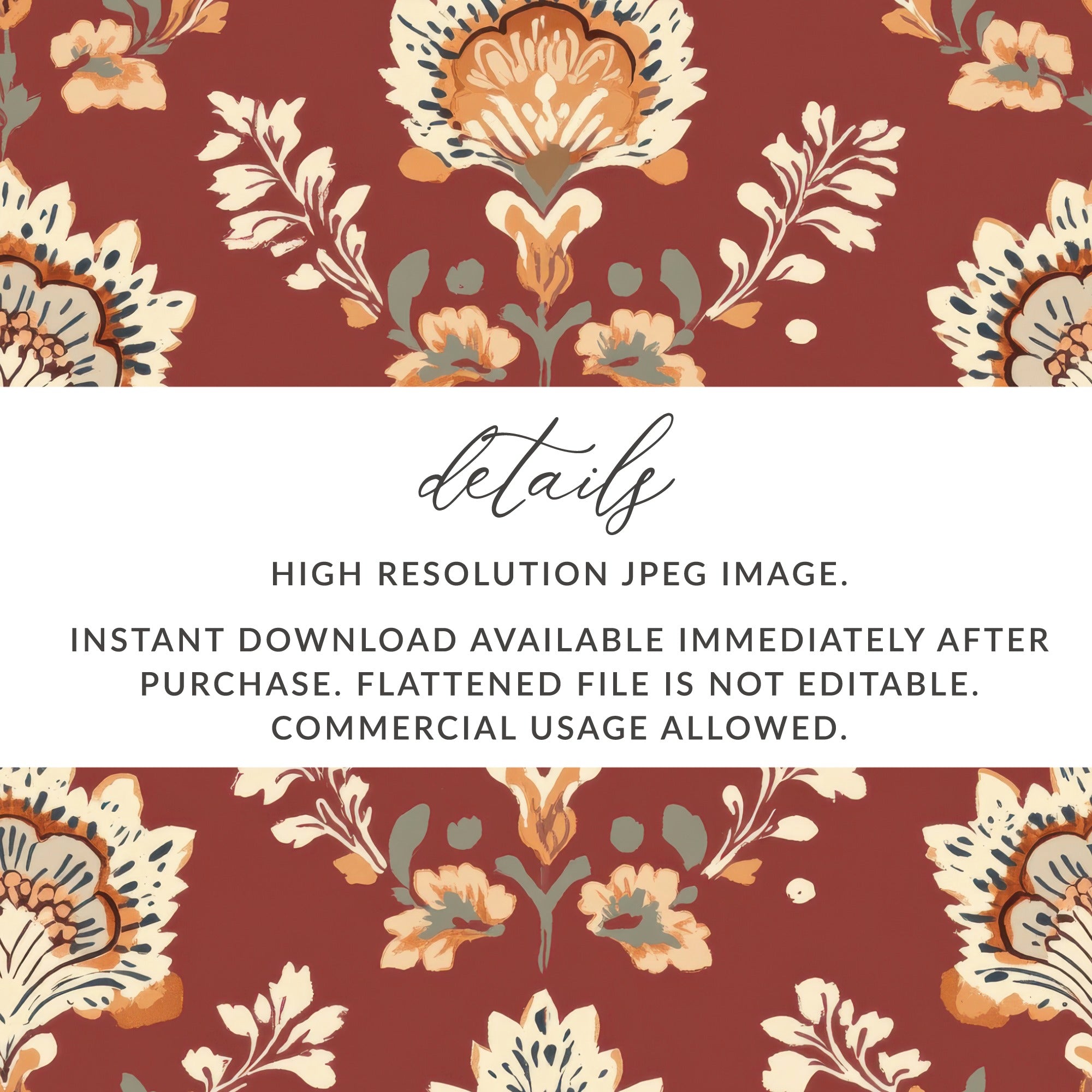 Ornate Floral Pattern Seamless Indian Pattern Seamless Maroon Pattern - Moore and Mountain