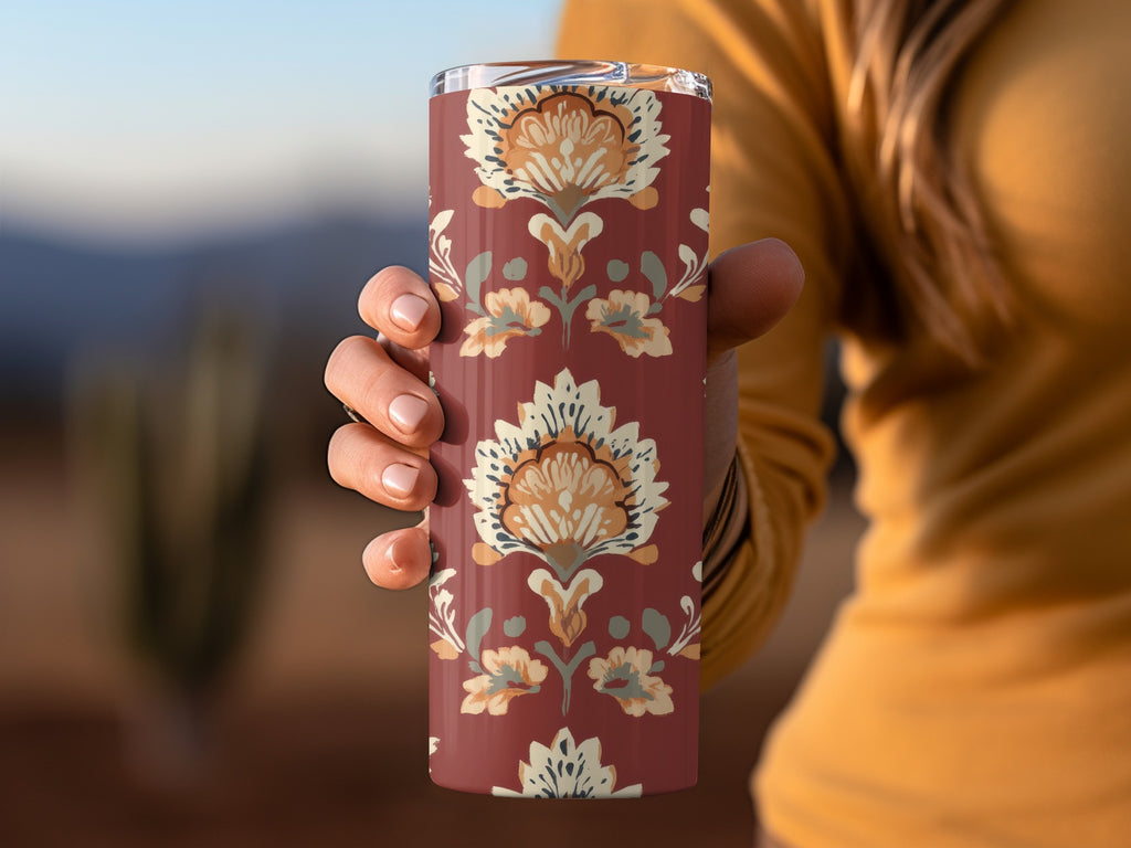 Ornate Floral Pattern Seamless Indian Pattern Seamless Maroon Pattern - Moore and Mountain