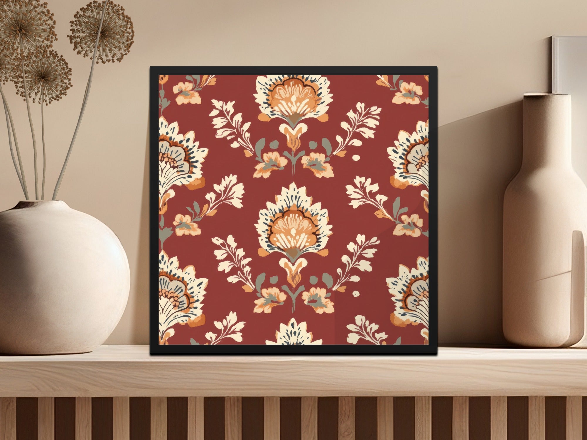 Ornate Floral Pattern Seamless Indian Pattern Seamless Maroon Pattern - Moore and Mountain