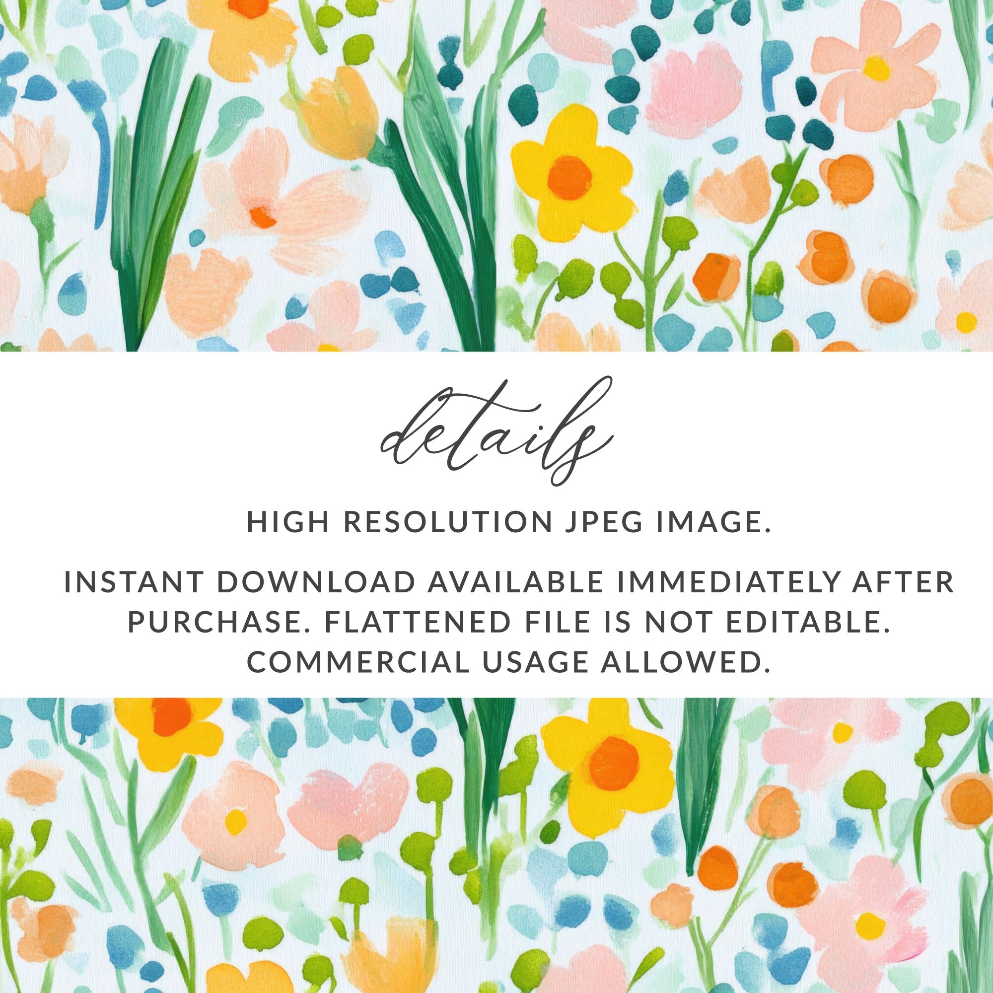 High Resolution Floral Watercolor Instant Download
