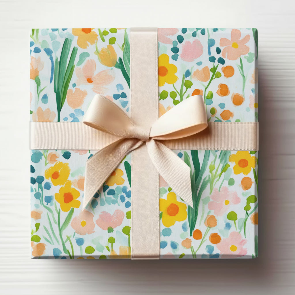 Floral Print Gift Box with Ribbon Wrapping