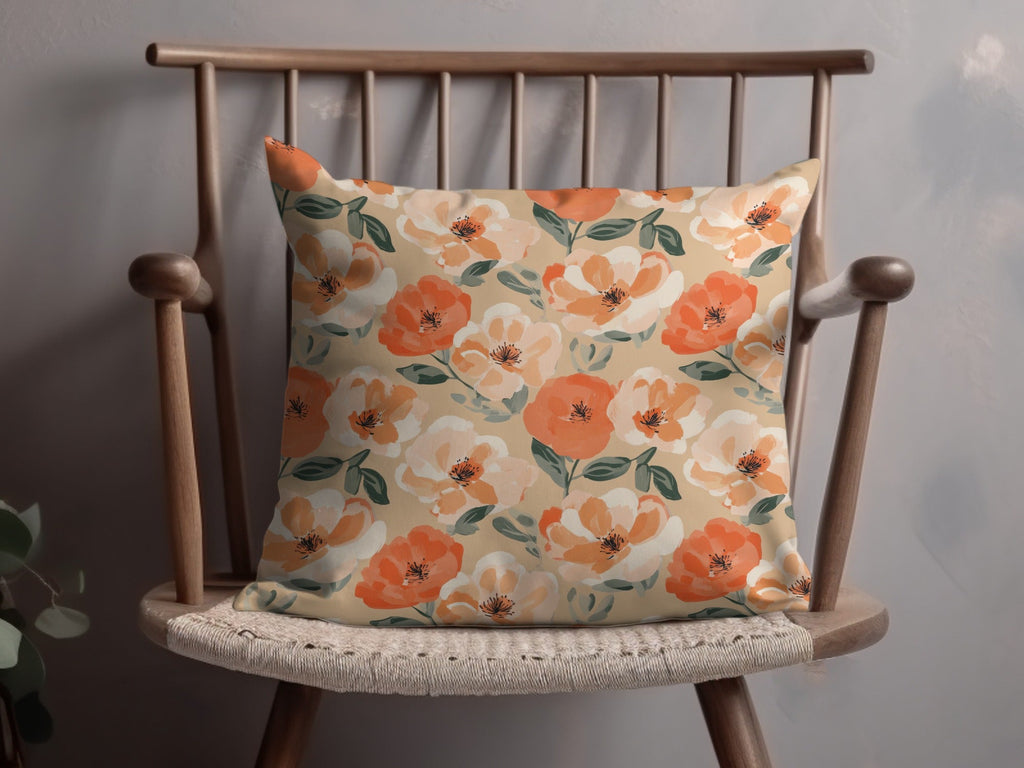 Painted Floral Pattern Peach and Orange Flowers Digital - Moore and Mountain