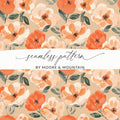 Painted Floral Pattern Peach and Orange Flowers Digital - Moore and Mountain