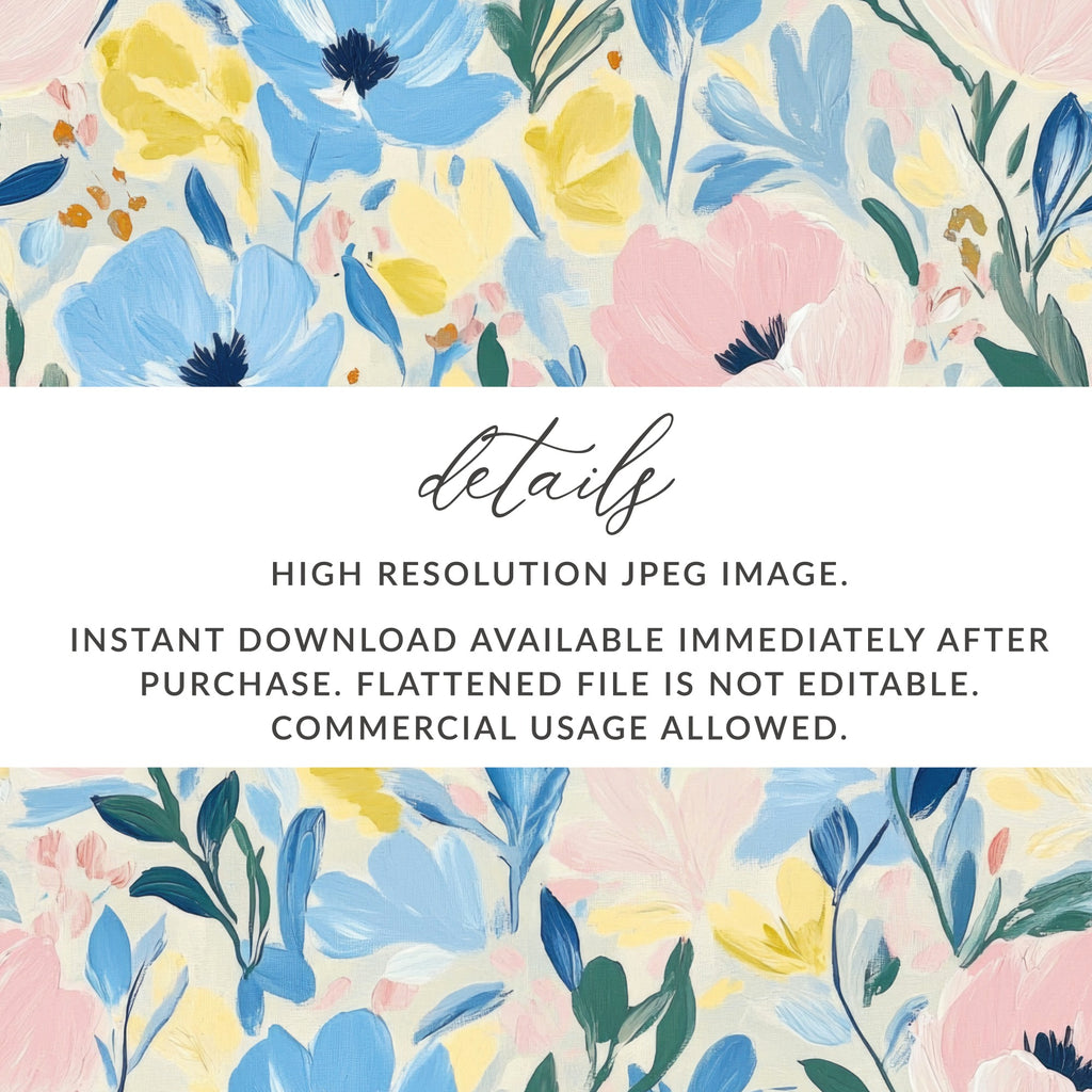 Painted Flowers on Cream Seamless Grandmillenial Digital - Moore and Mountain