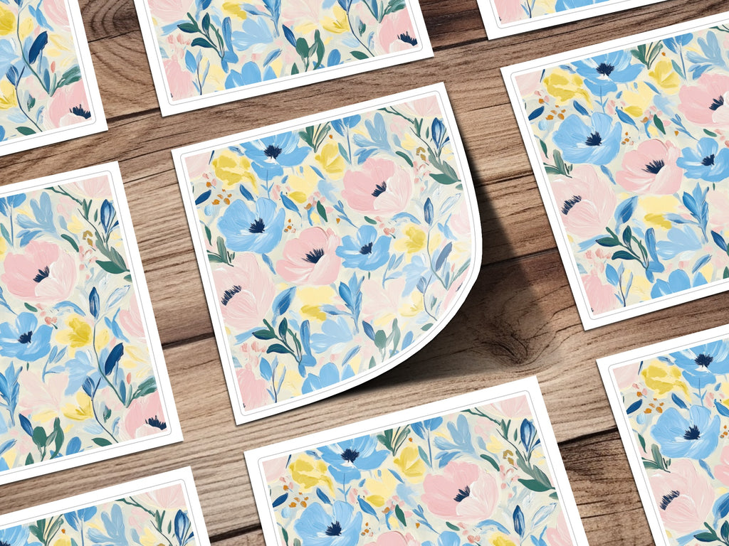 Painted Flowers on Cream Seamless Grandmillenial Digital - Moore and Mountain