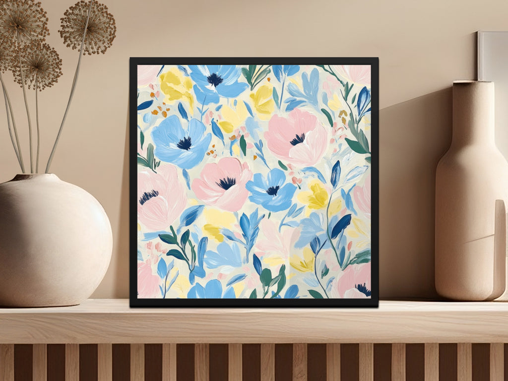 Painted Flowers on Cream Seamless Grandmillenial Digital - Moore and Mountain