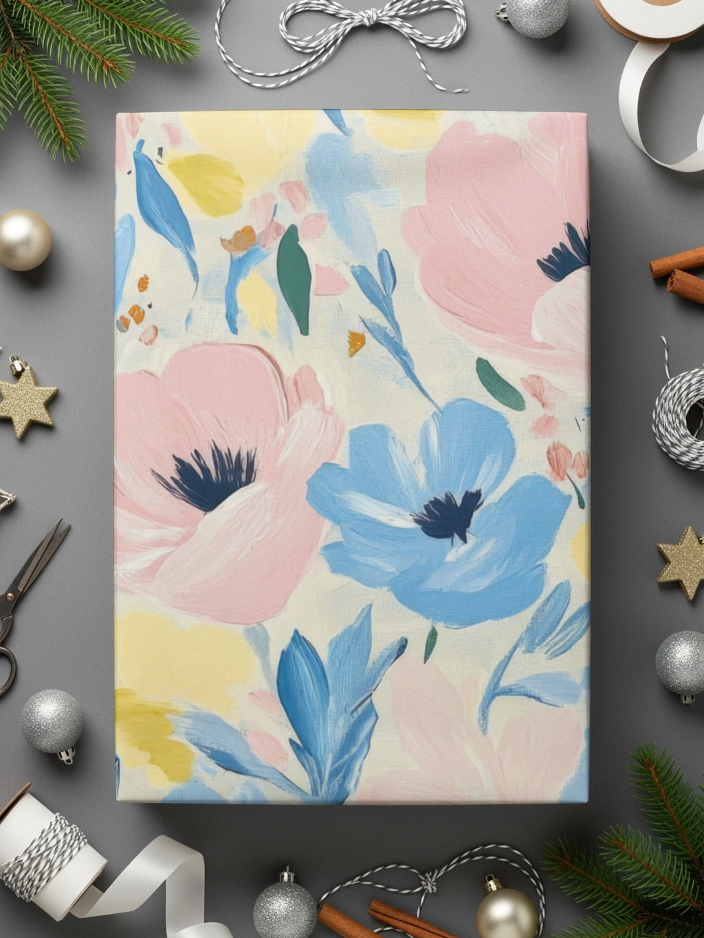 Painted Flowers on Cream Seamless Grandmillenial Digital - Moore and Mountain