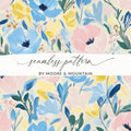 Painted Flowers on Cream Seamless Grandmillenial Digital - Moore and Mountain