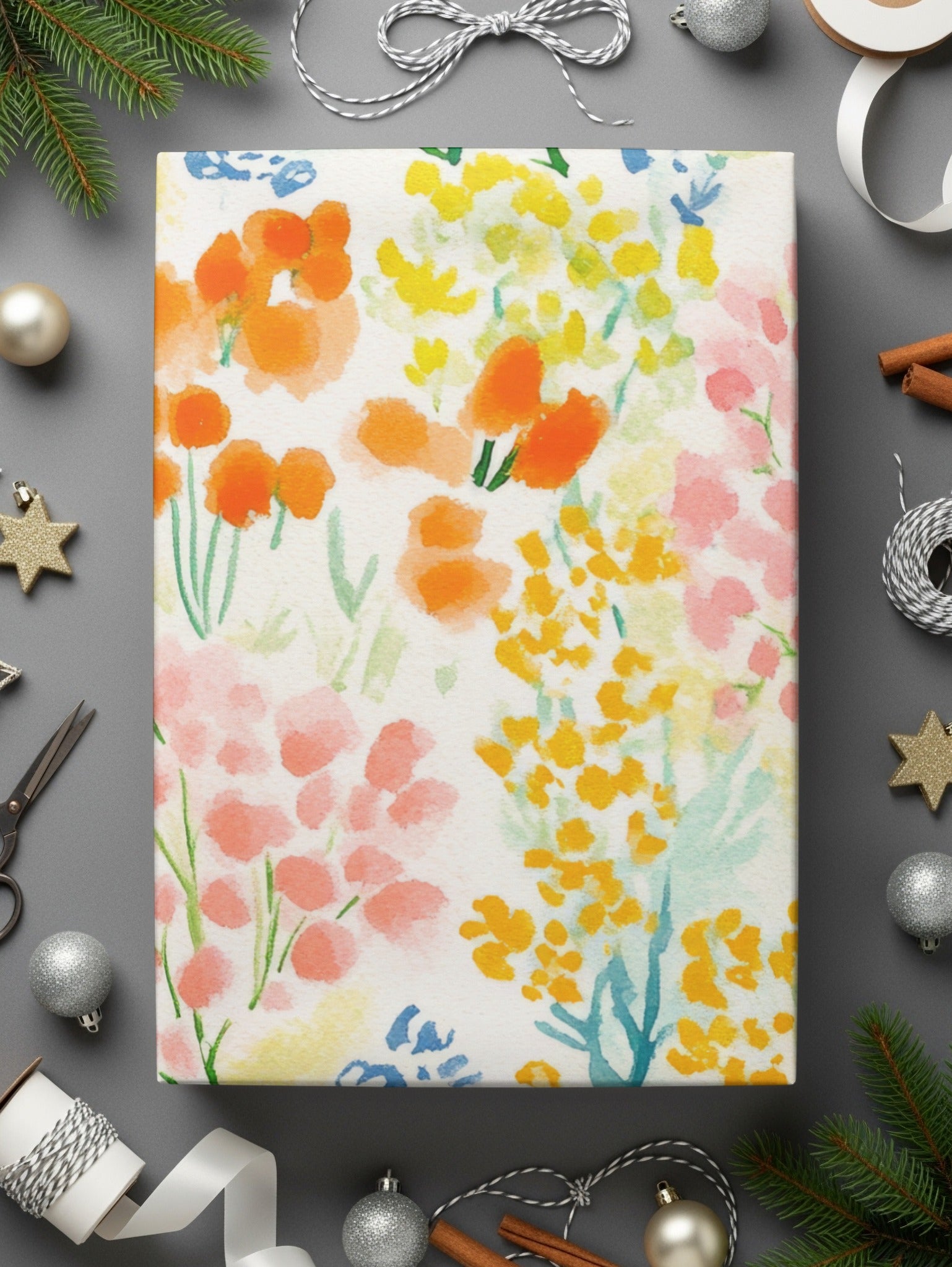 Floral Watercolor Design Wrapping Paper Product