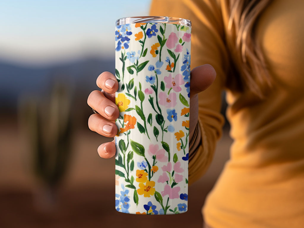 Colorful Floral Pattern Insulated Tumbler Drinkware