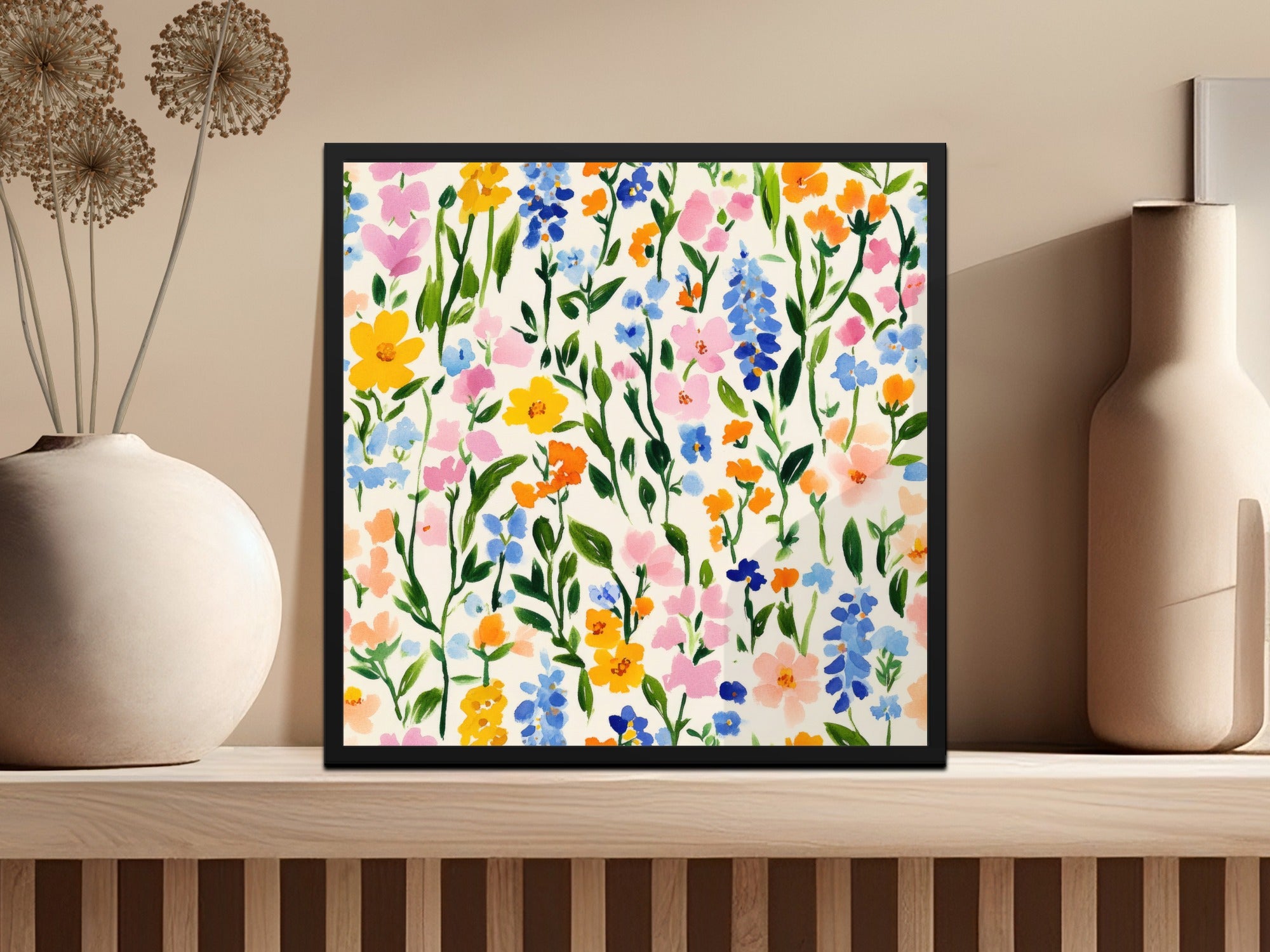 Colorful Floral Design Art Print Vibrant Home Decor