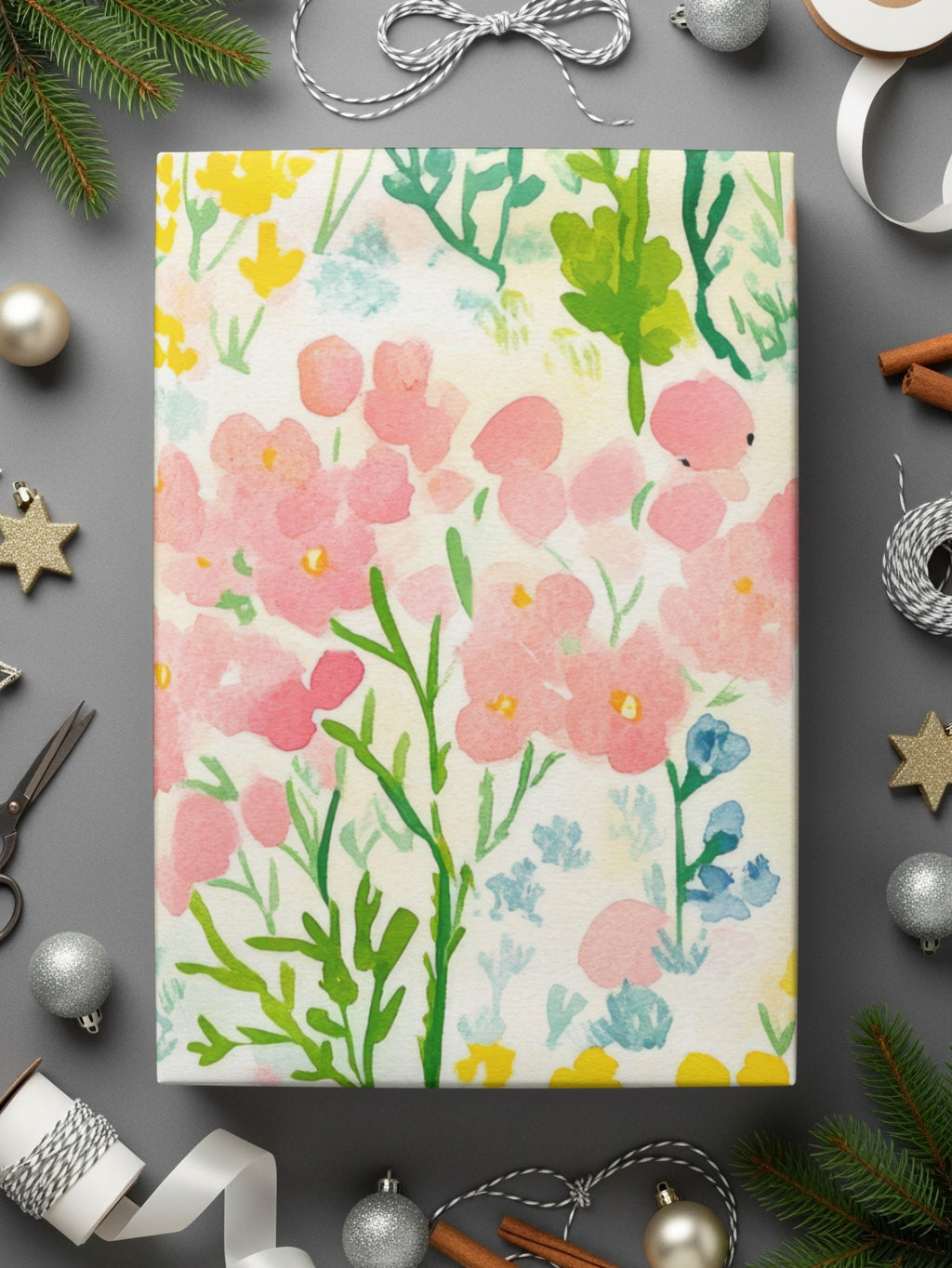 Floral Holiday Wrapping Paper for Festive Season