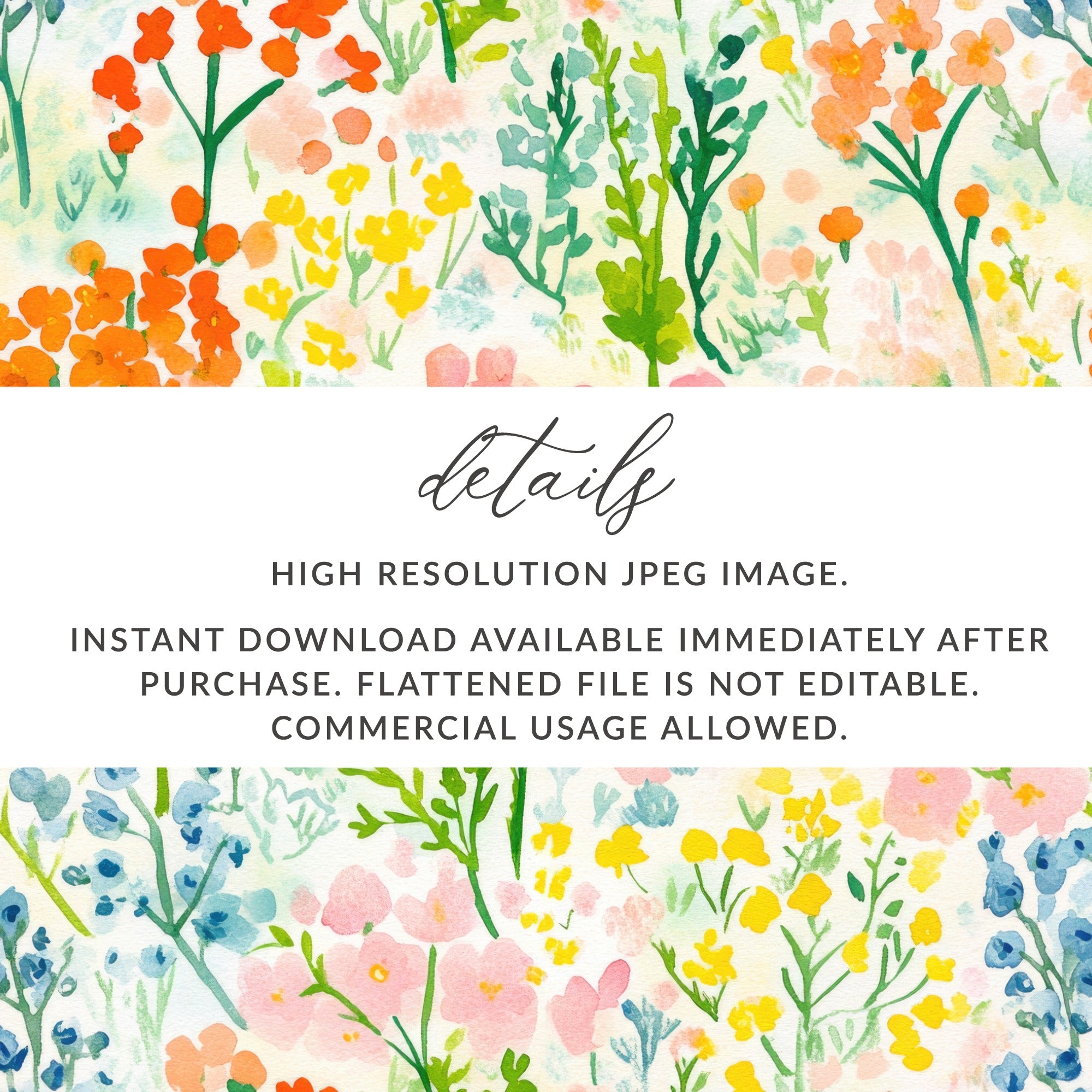 High Resolution Floral Watercolor Instant Download Image