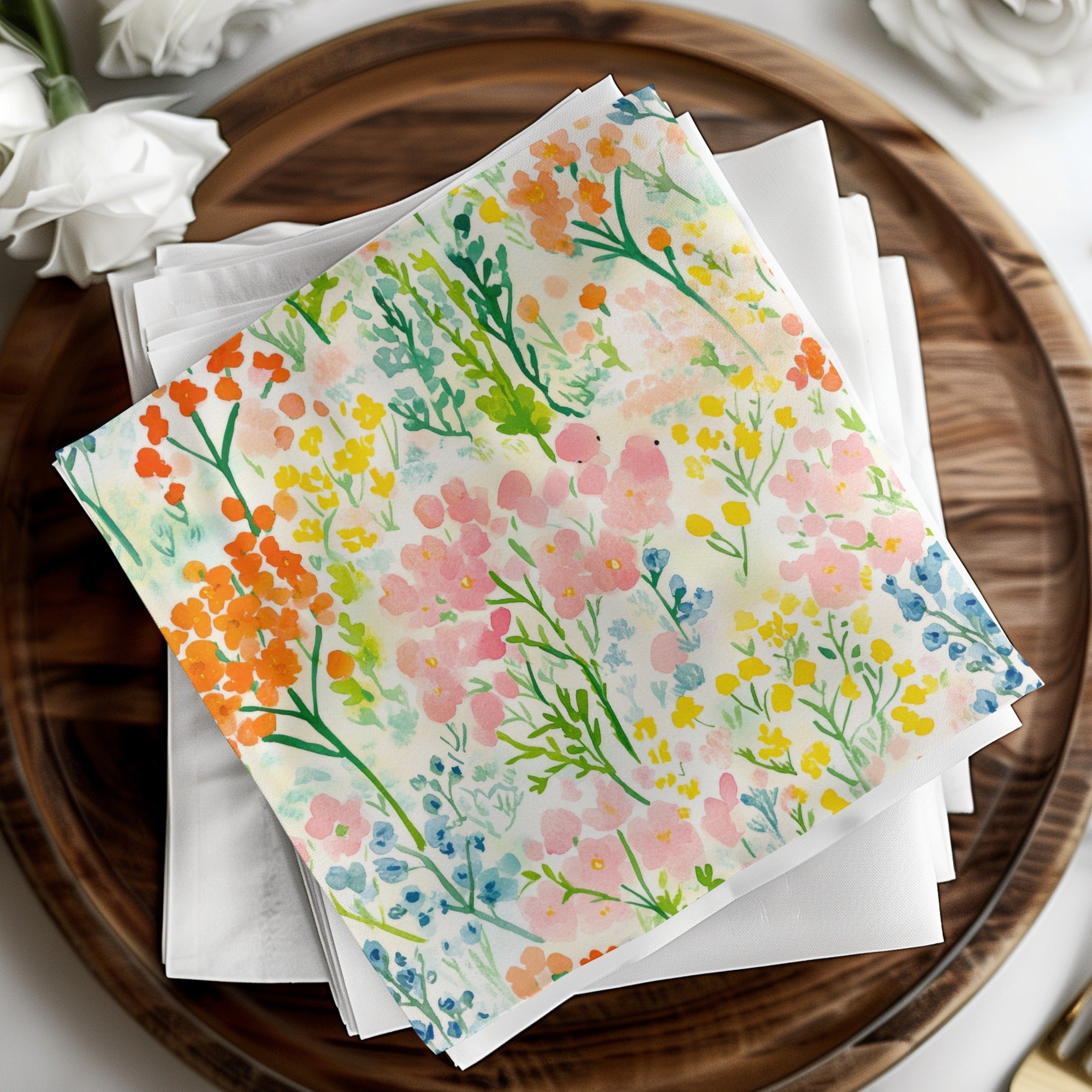 Vibrant Floral Patterned Napkin Set for Table Decor
