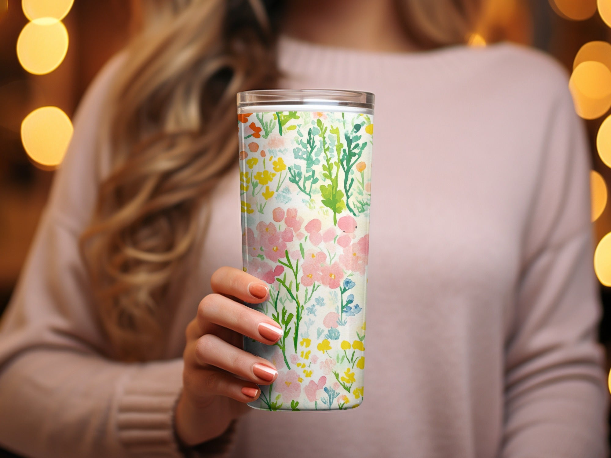 Colorful Floral Pattern Insulated Tumbler Cup Product