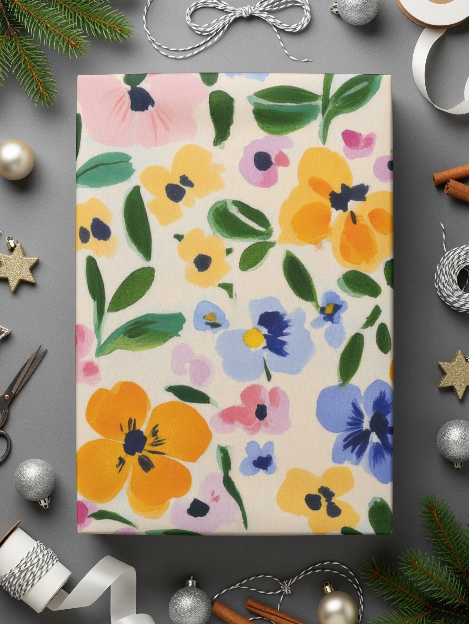Colorful Floral Patterned Wrapped Gift Box