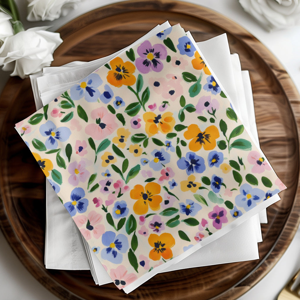Bright Floral Pattern Decorative Paper Napkin Set