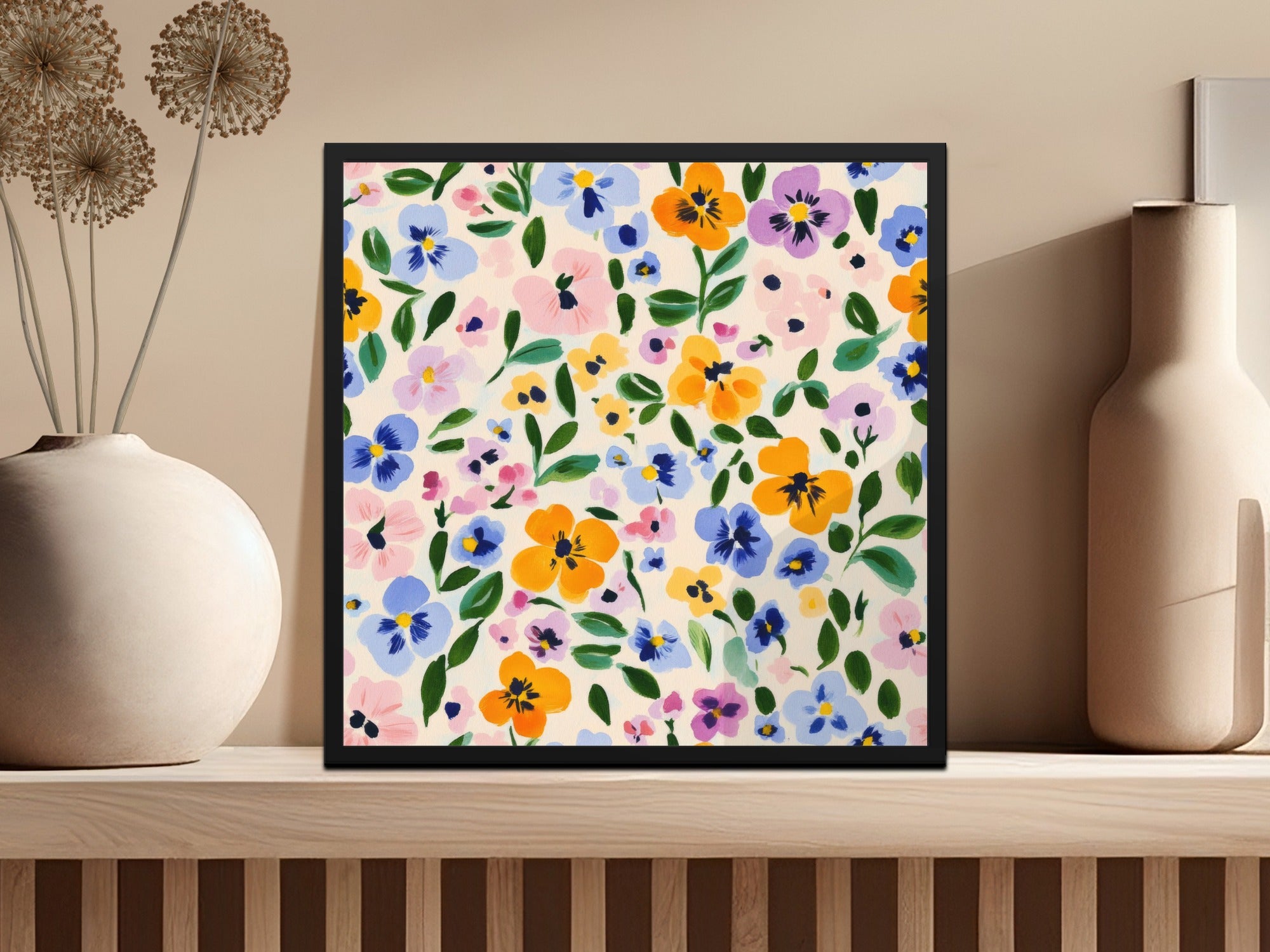 Vibrant Multi-Color Floral Print Art Wall Decor